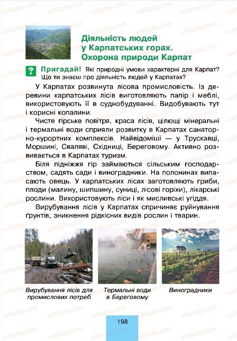Страница 198 | Підручник Природознавство 4 клас Т.В. Гладюк, М.М. Гладюк 2015