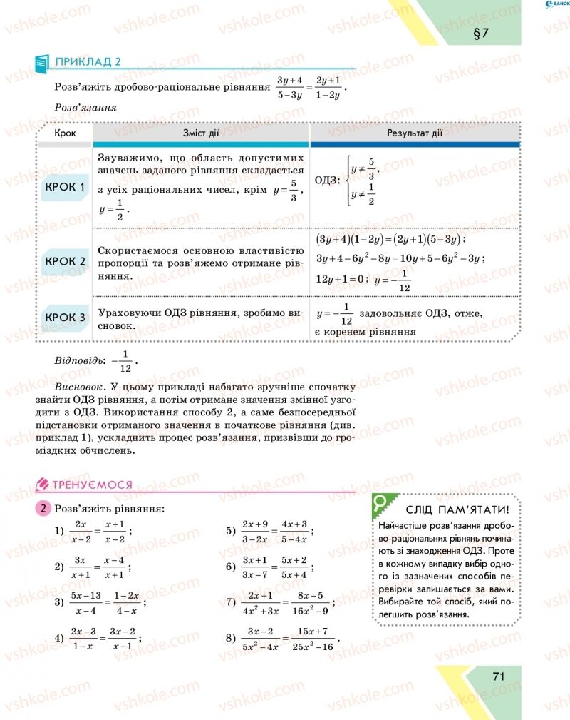 Страница 71 | Підручник Алгебра 8 клас Н.С. Прокопенко, Ю.О. Захарійченко, Н.Л. Кінащук 2016