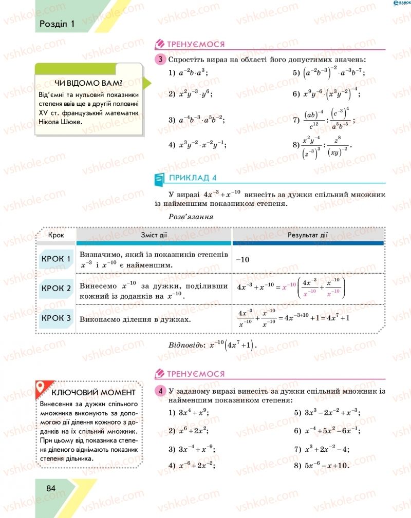 Страница 84 | Підручник Алгебра 8 клас Н.С. Прокопенко, Ю.О. Захарійченко, Н.Л. Кінащук 2016