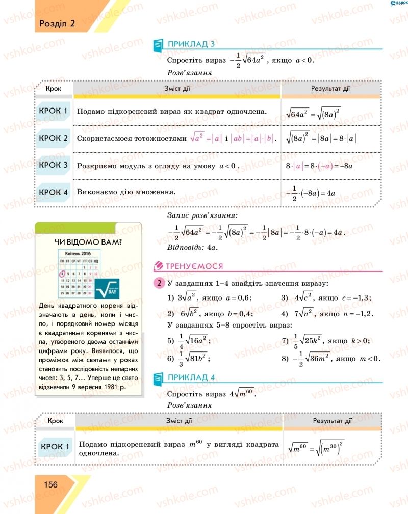 Страница 156 | Підручник Алгебра 8 клас Н.С. Прокопенко, Ю.О. Захарійченко, Н.Л. Кінащук 2016