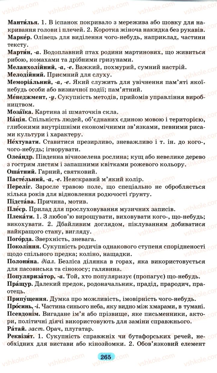 Страница 265 | Підручник Українська мова 6 клас М.І. Пентилюк, І.В. Гайдаєнко, А.І. Ляшкевич, С.А. Омельчук 2006