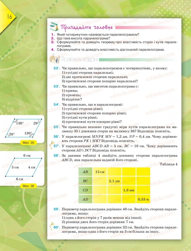 Страница 16 | Підручник Геометрія 8 клас М.І. Бурда, Н.А. Тарасенкова 2016