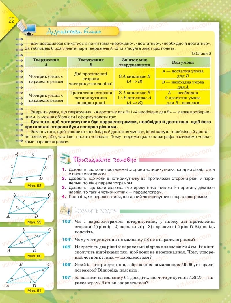 Страница 22 | Підручник Геометрія 8 клас М.І. Бурда, Н.А. Тарасенкова 2016