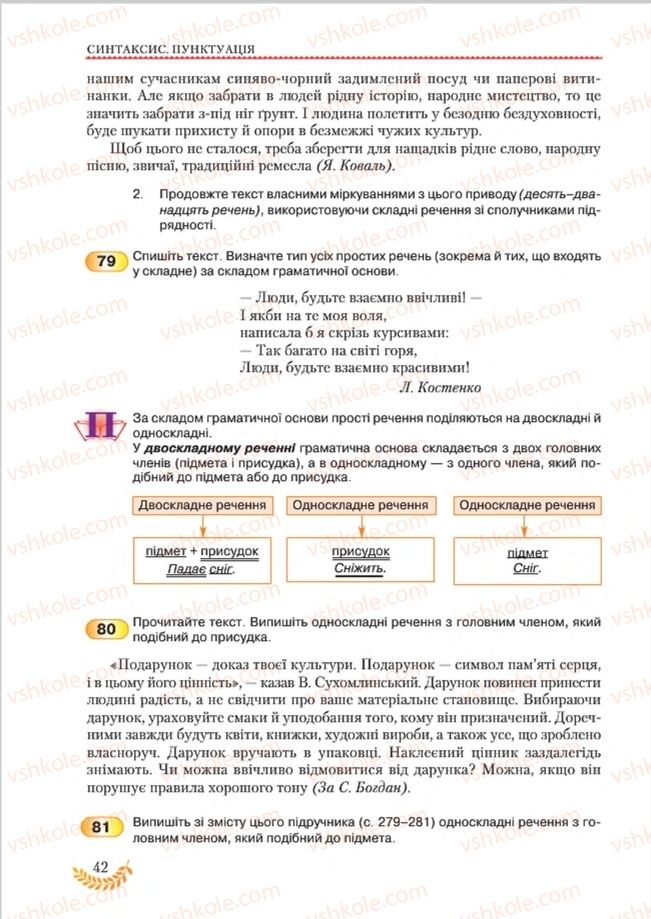 Страница 42 | Підручник Українська мова 8 клас С.Я. Єрмоленко, В.Т. Сичова, М.Г. Жук 2016