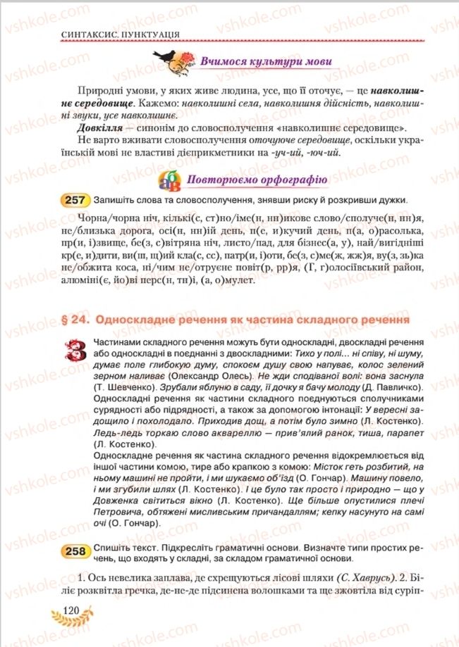 Страница 120 | Підручник Українська мова 8 клас С.Я. Єрмоленко, В.Т. Сичова, М.Г. Жук 2016