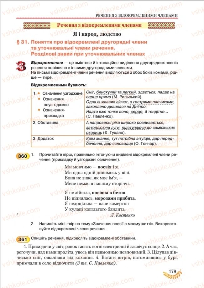 Страница 179 | Підручник Українська мова 8 клас С.Я. Єрмоленко, В.Т. Сичова, М.Г. Жук 2016
