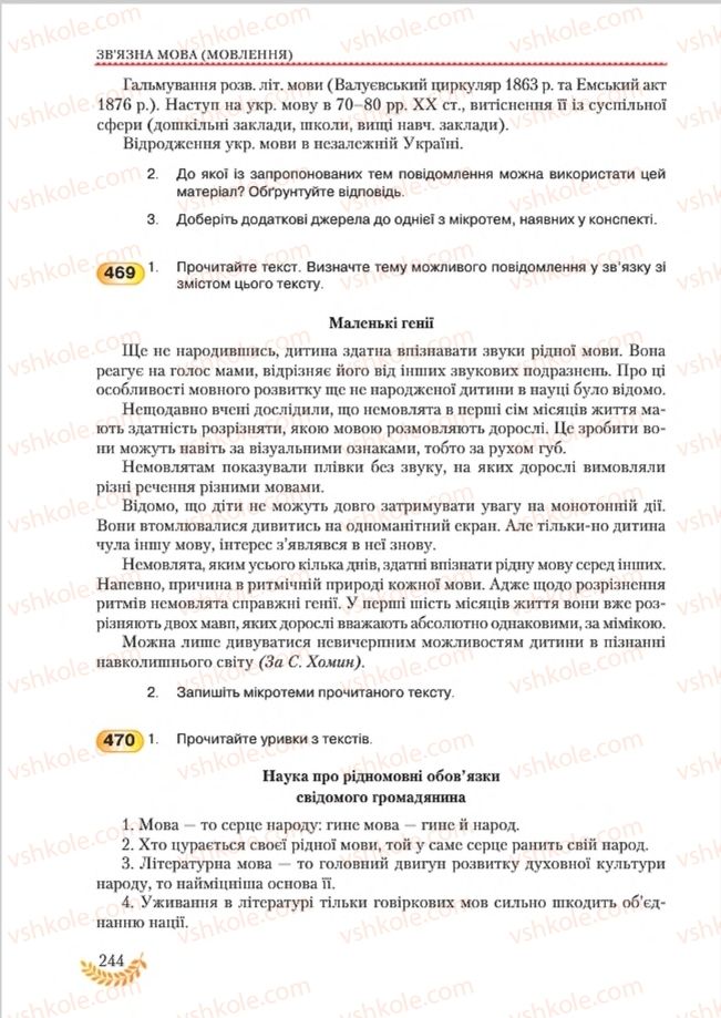 Страница 244 | Підручник Українська мова 8 клас С.Я. Єрмоленко, В.Т. Сичова, М.Г. Жук 2016