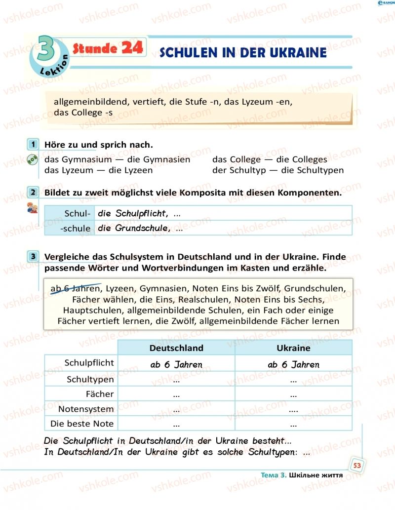 Страница 53 | Підручник Німецька мова 8 клас С.І. Сотникова, Г.В. Гоголєва 2016 8 рік навчання