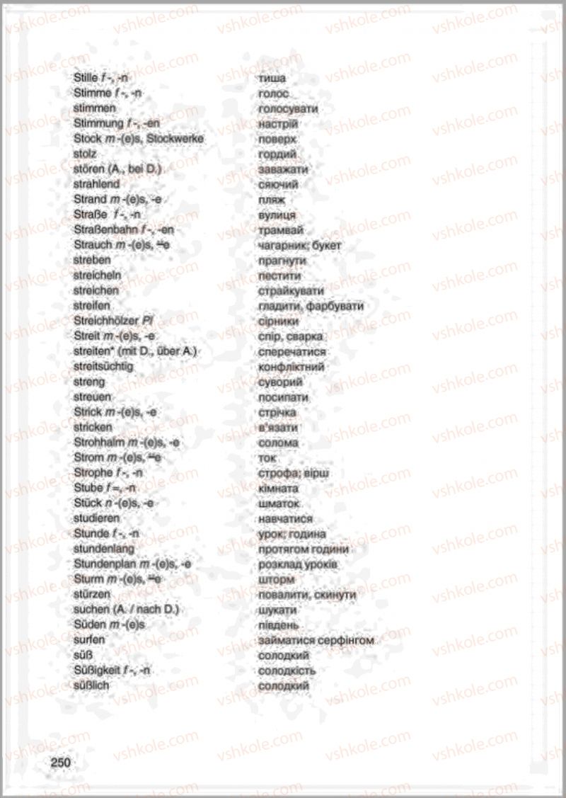 Страница 250 | Підручник Німецька мова 8 клас М.М. Сидоренко, О.А. Палій 2016 4 рік навчання