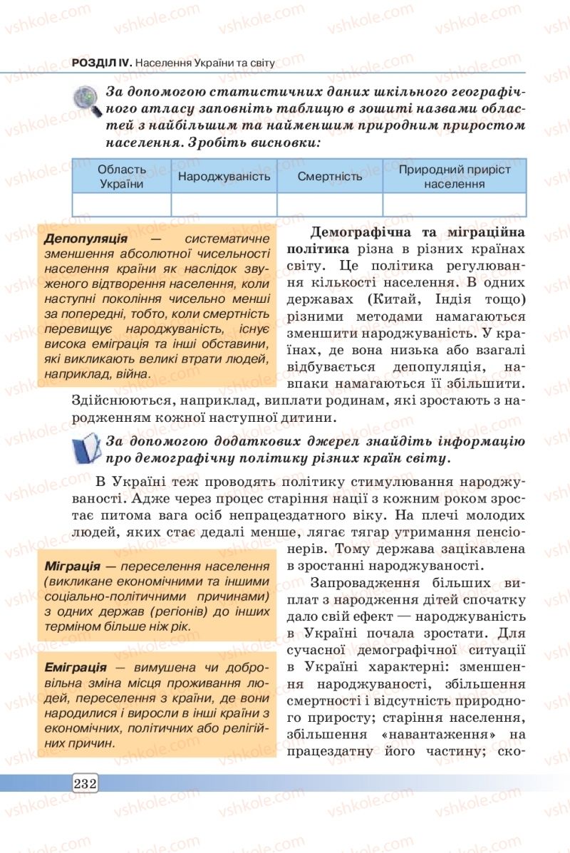 Страница 232 | Підручник Географія 8 клас П.О. Масляк, С.Л. Капіруліна 2016