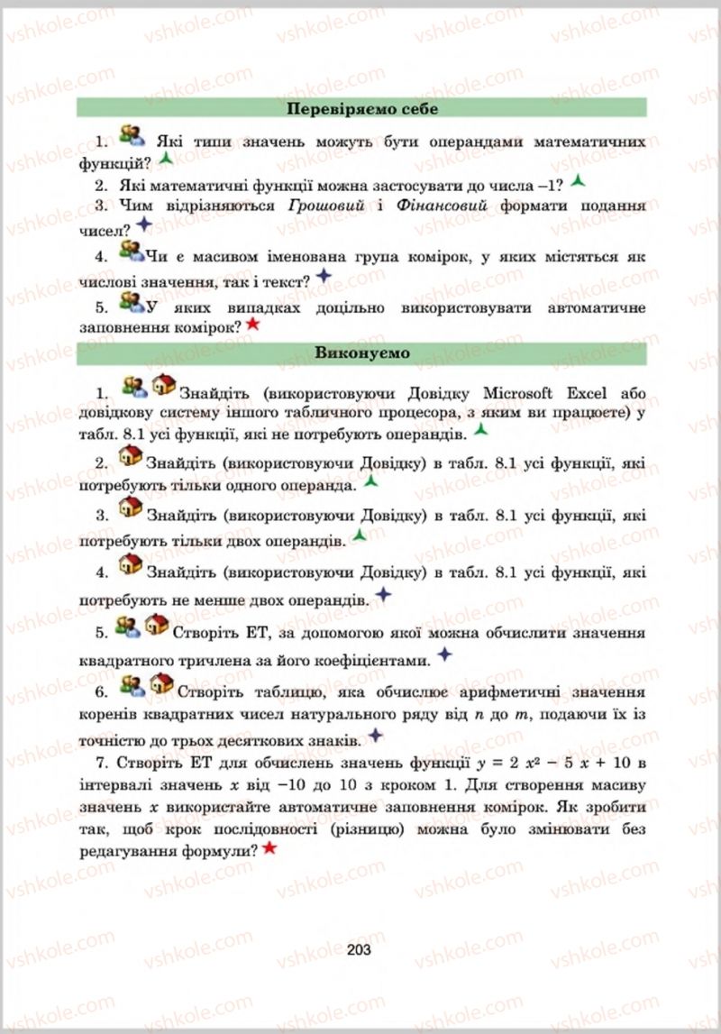 Страница 203 | Підручник Інформатика 8 клас А.М. Гуржій, Л.А. Карташова, В.В. Лапінський 2016 Поглиблене вивчення