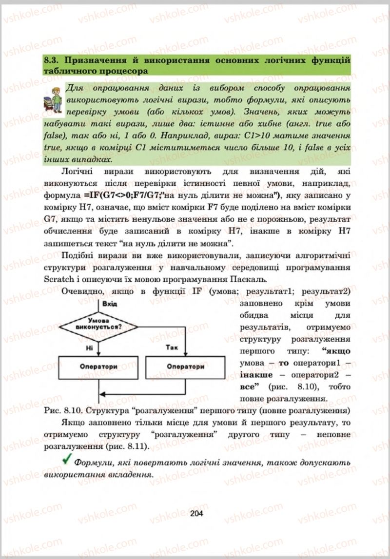 Страница 204 | Підручник Інформатика 8 клас А.М. Гуржій, Л.А. Карташова, В.В. Лапінський 2016 Поглиблене вивчення