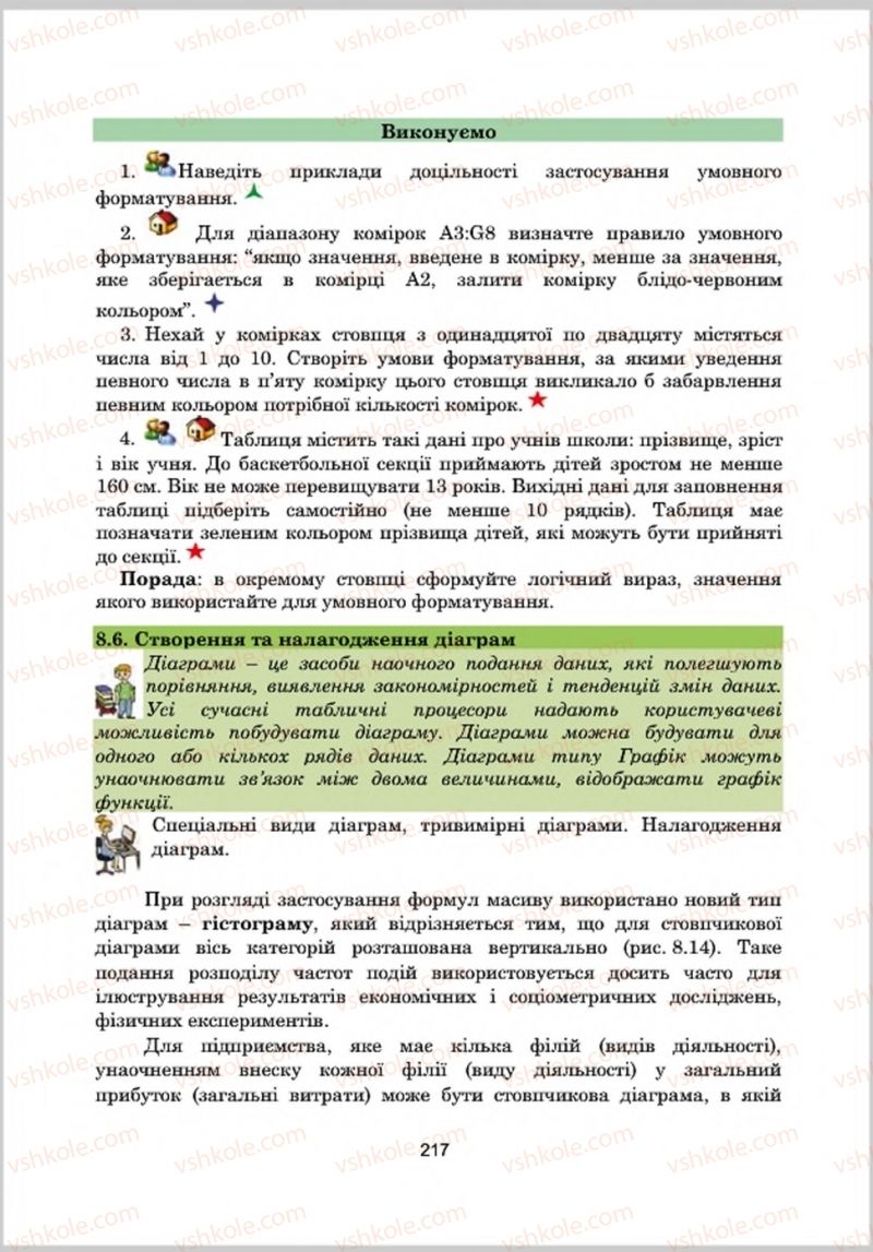 Страница 217 | Підручник Інформатика 8 клас А.М. Гуржій, Л.А. Карташова, В.В. Лапінський 2016 Поглиблене вивчення