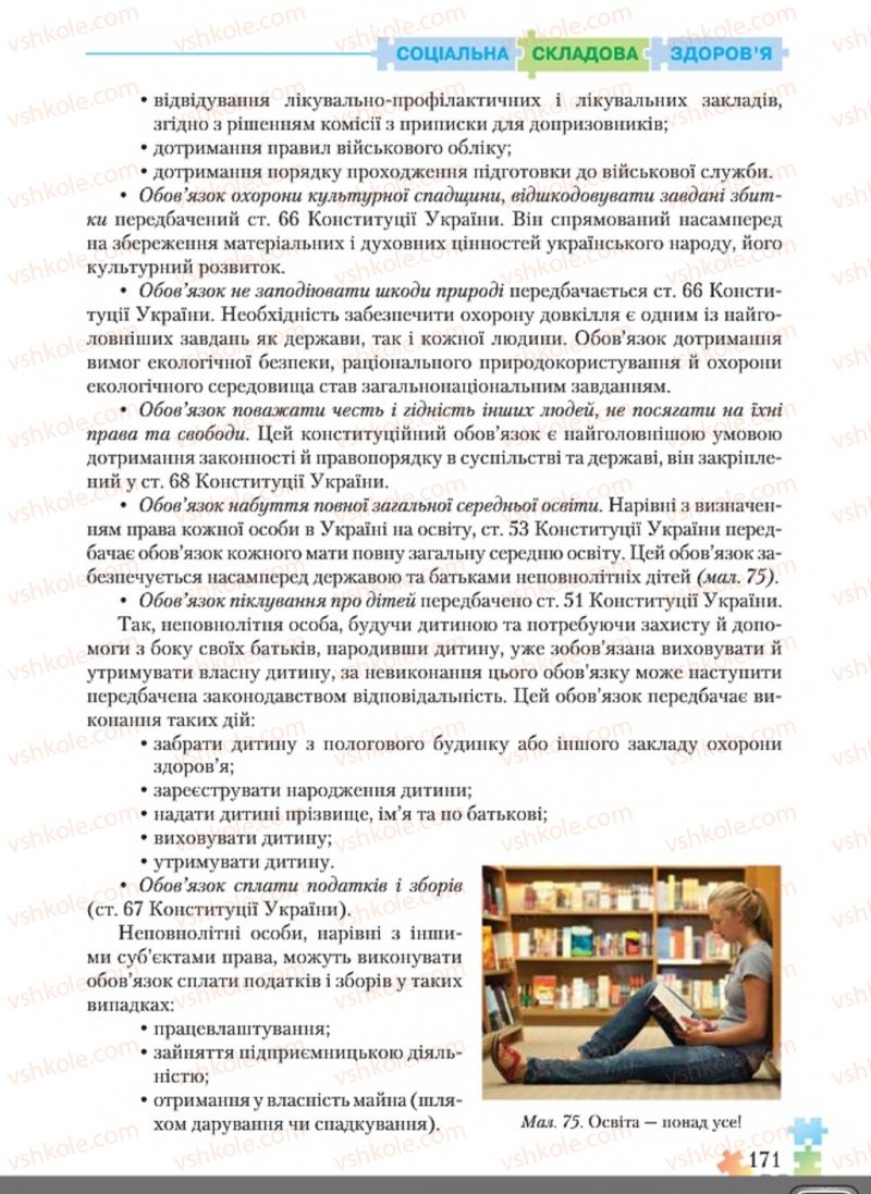 Страница 171 | Підручник Основи здоров'я 8 клас Н.М. Поліщук 2016