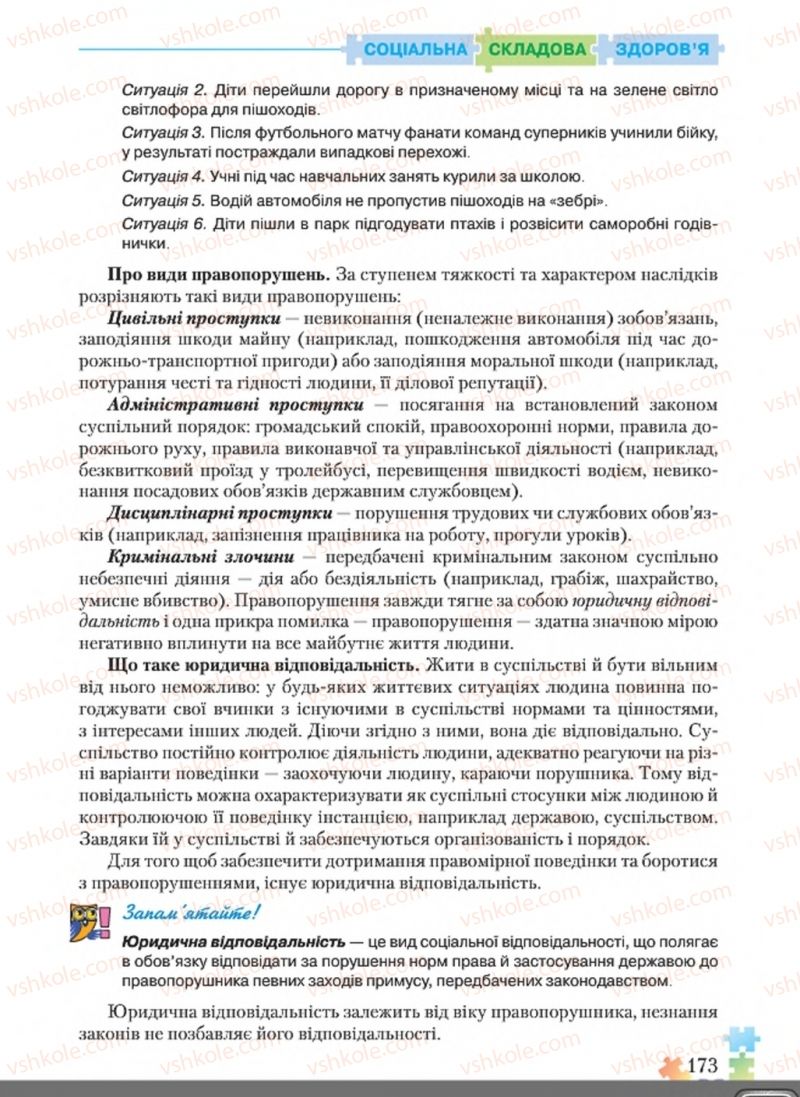 Страница 173 | Підручник Основи здоров'я 8 клас Н.М. Поліщук 2016