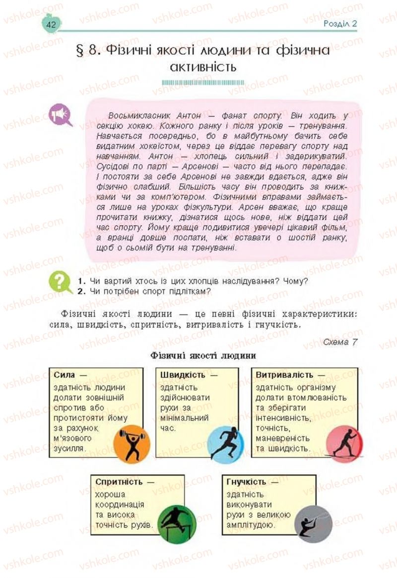 Страница 42 | Підручник Основи здоров'я 8 клас Н.І. Гущина, С.В. Василенко, Л.П. Колотій 2016