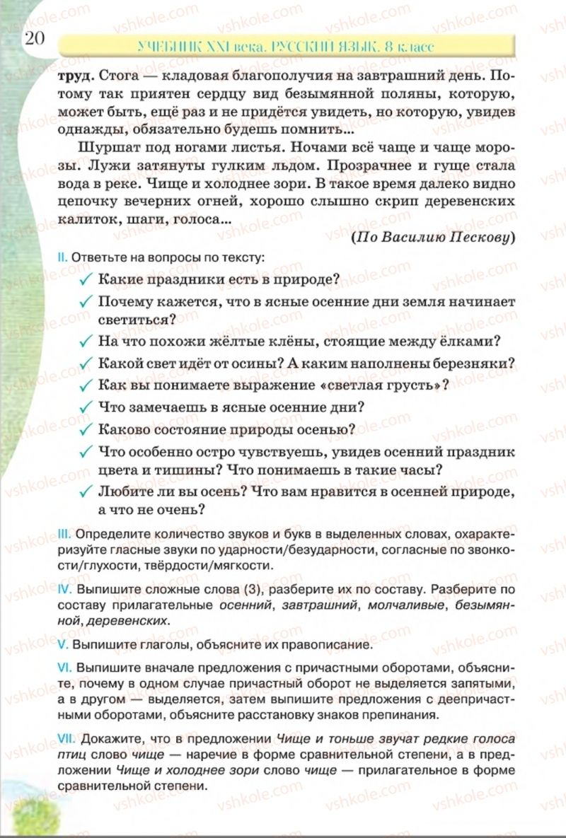 Страница 20 | Підручник Русский язык 8 клас Л.В Давидюк, В.И. Стативка 2016 8 год обучения