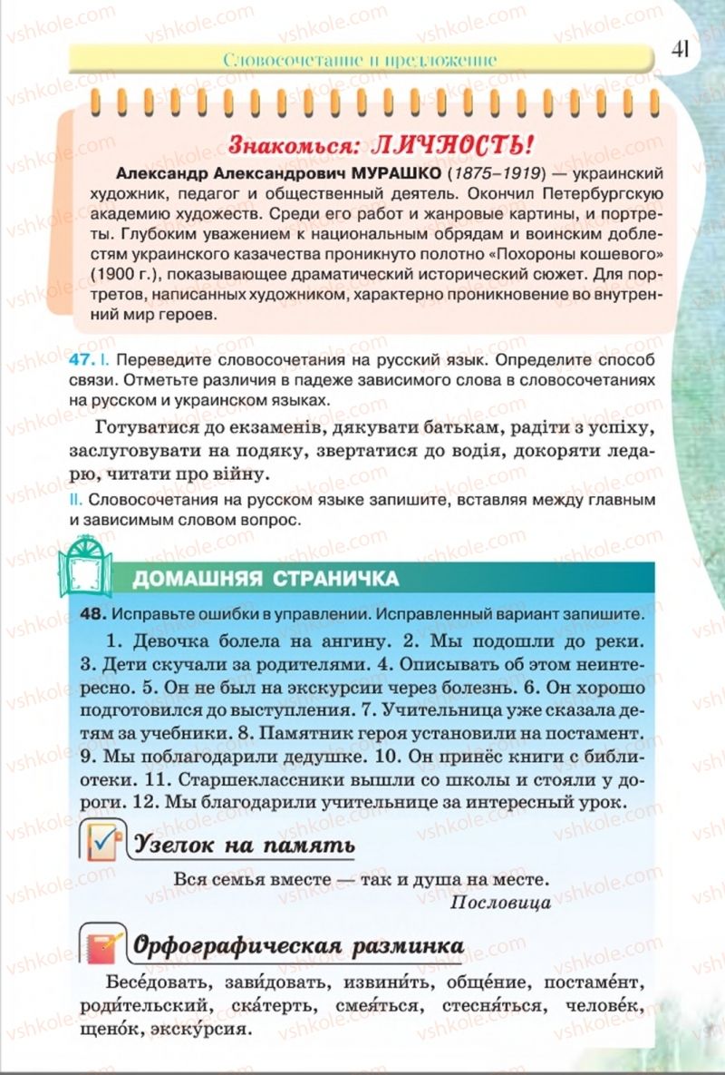 Страница 41 | Підручник Русский язык 8 клас Л.В Давидюк, В.И. Стативка 2016 8 год обучения