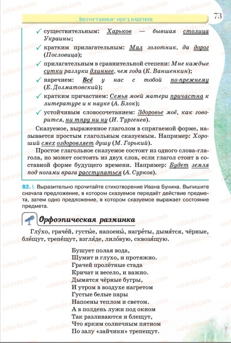 Страница 73 | Підручник Русский язык 8 клас Л.В Давидюк, В.И. Стативка 2016 8 год обучения