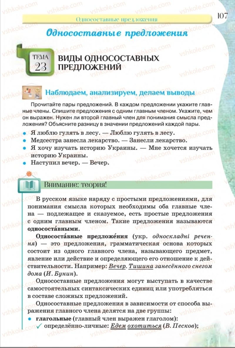 Страница 107 | Підручник Русский язык 8 клас Л.В Давидюк, В.И. Стативка 2016 8 год обучения