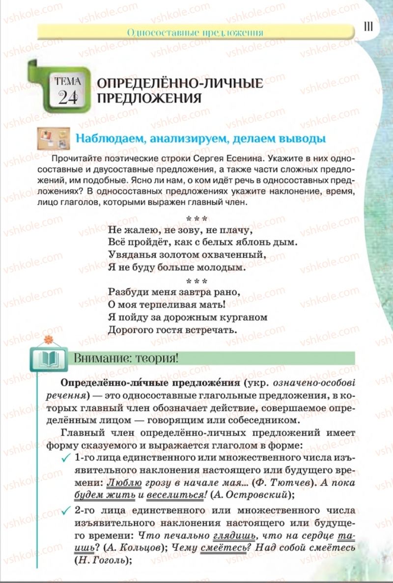 Страница 111 | Підручник Русский язык 8 клас Л.В Давидюк, В.И. Стативка 2016 8 год обучения