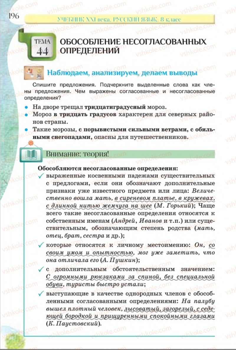 Страница 196 | Підручник Русский язык 8 клас Л.В Давидюк, В.И. Стативка 2016 8 год обучения