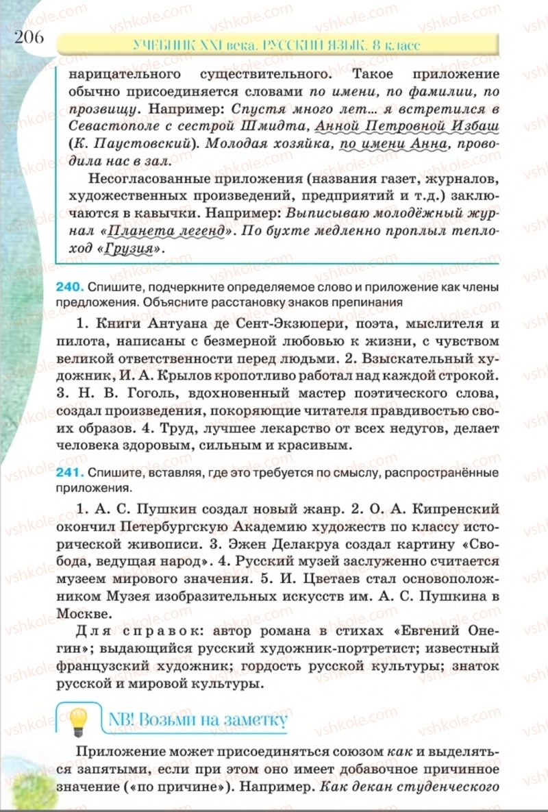 Страница 206 | Підручник Русский язык 8 клас Л.В Давидюк, В.И. Стативка 2016 8 год обучения