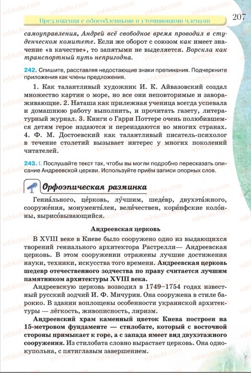 Страница 207 | Підручник Русский язык 8 клас Л.В Давидюк, В.И. Стативка 2016 8 год обучения
