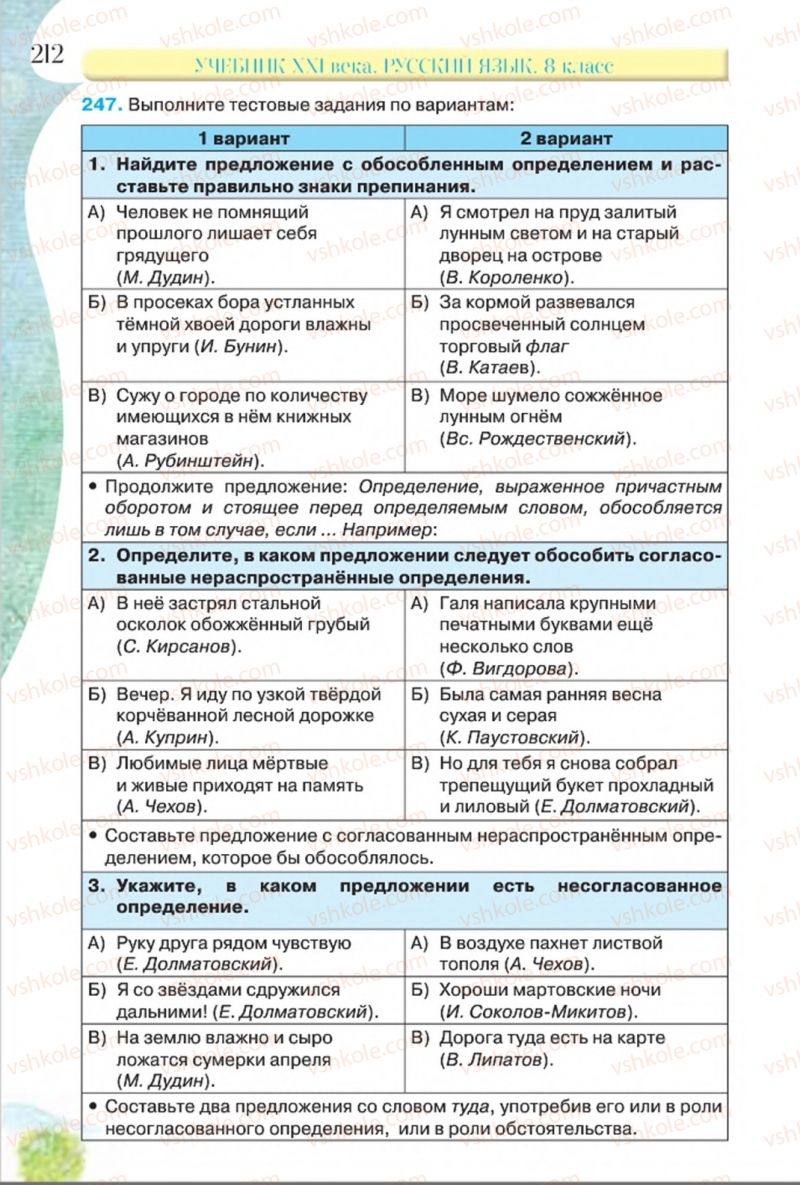 Страница 212 | Підручник Русский язык 8 клас Л.В Давидюк, В.И. Стативка 2016 8 год обучения
