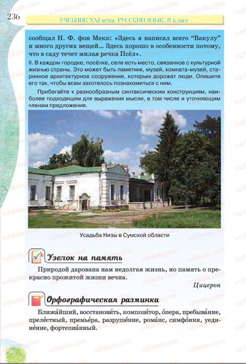 Страница 236 | Підручник Русский язык 8 клас Л.В Давидюк, В.И. Стативка 2016 8 год обучения