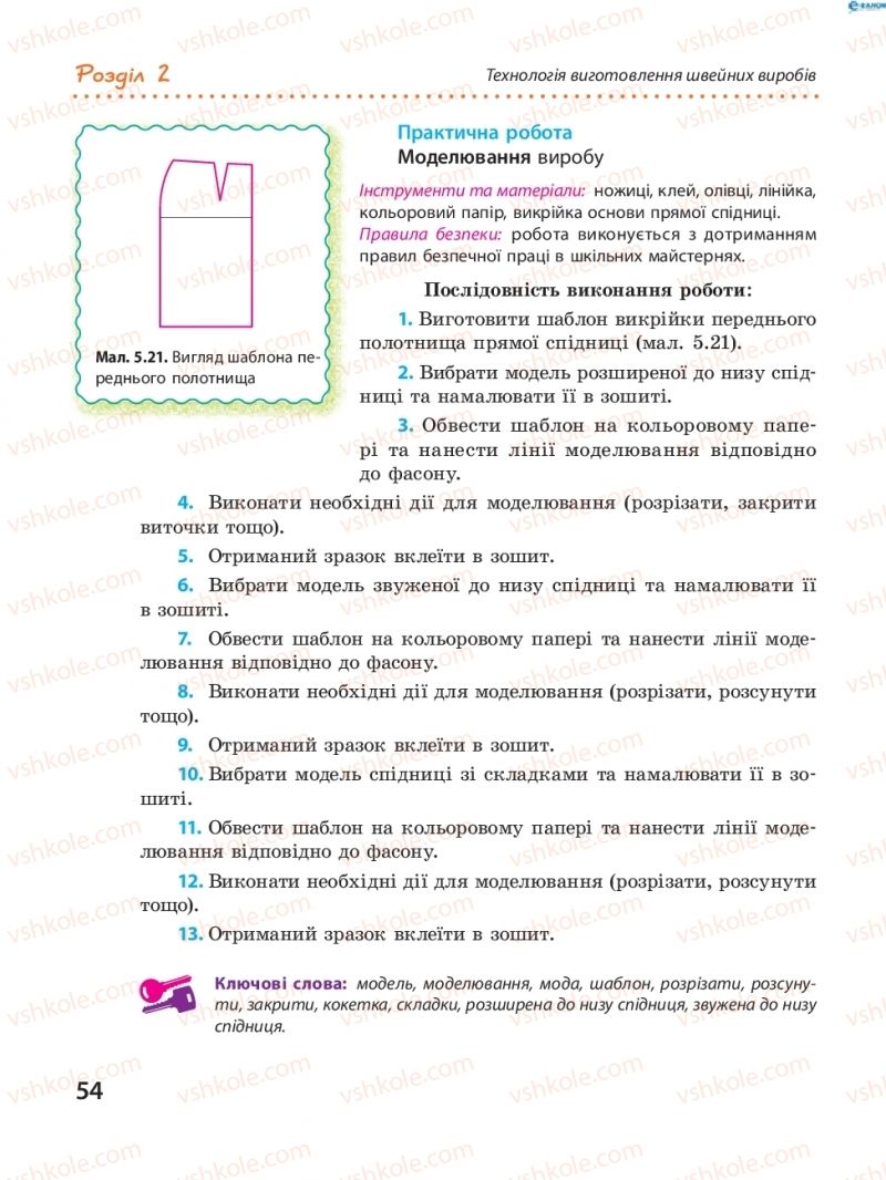 Страница 54 | Підручник Трудове навчання 8 клас І.Ю. Ходзицька, В.П. Тименко, О.В. Горобець 2016