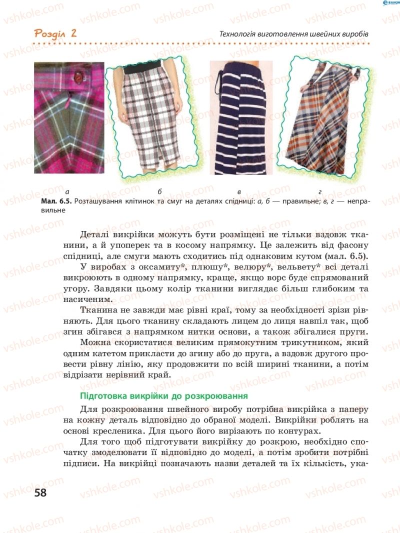 Страница 58 | Підручник Трудове навчання 8 клас І.Ю. Ходзицька, В.П. Тименко, О.В. Горобець 2016