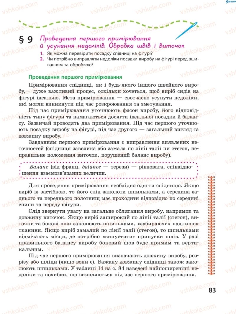 Страница 83 | Підручник Трудове навчання 8 клас І.Ю. Ходзицька, В.П. Тименко, О.В. Горобець 2016