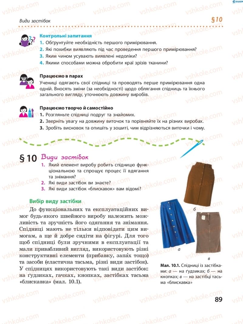 Страница 89 | Підручник Трудове навчання 8 клас І.Ю. Ходзицька, В.П. Тименко, О.В. Горобець 2016