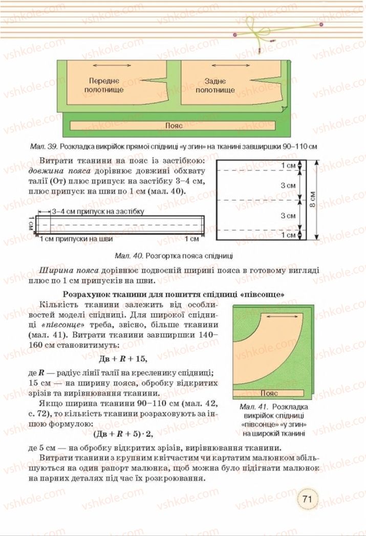 Страница 71 | Підручник Трудове навчання 8 клас Т.С. Мачача, Т.В. Стрижова 2016 Обслуговуючі види прац