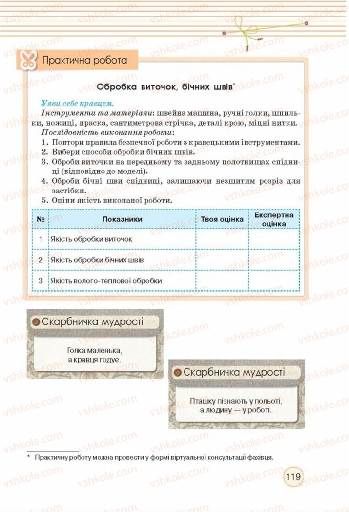 Страница 119 | Підручник Трудове навчання 8 клас Т.С. Мачача, Т.В. Стрижова 2016 Обслуговуючі види прац