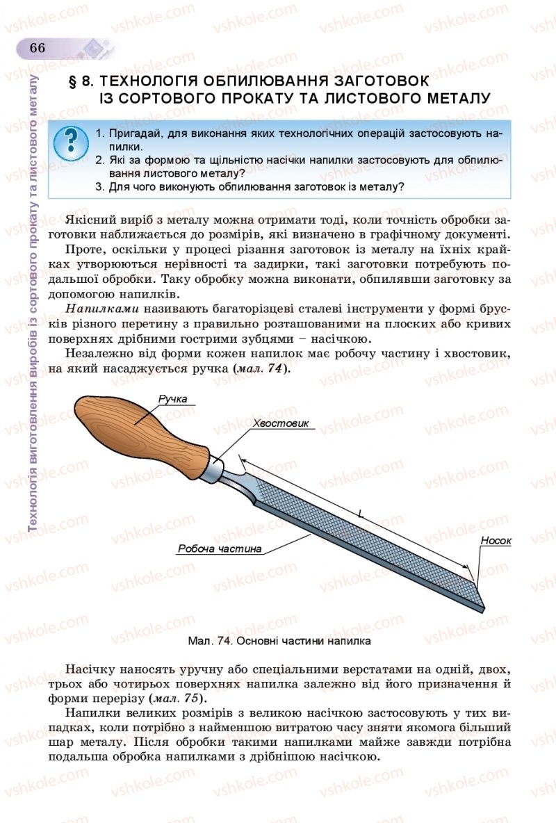Страница 66 | Підручник Трудове навчання 8 клас В.М. Гащак, С.М. Дятленко, В.М. Терещук 2016 Технічні види праці