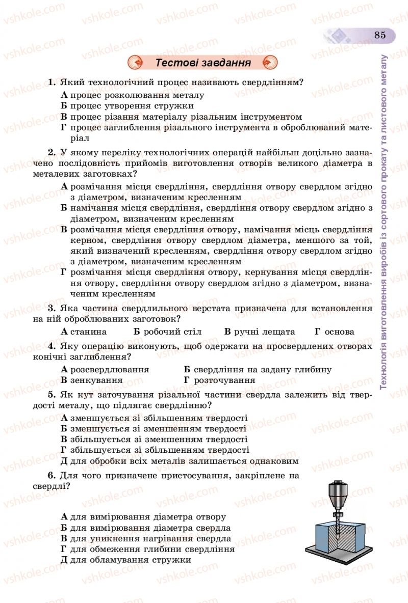Страница 85 | Підручник Трудове навчання 8 клас В.М. Гащак, С.М. Дятленко, В.М. Терещук 2016 Технічні види праці