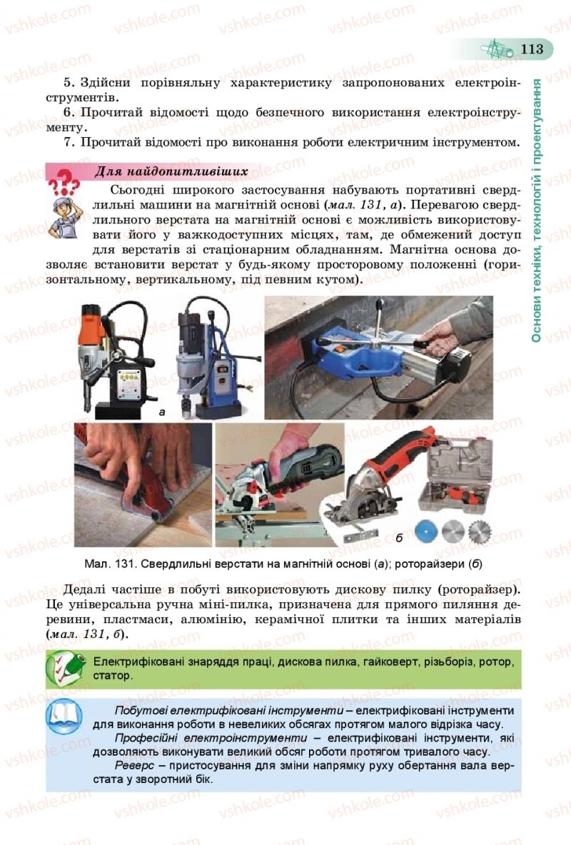 Страница 113 | Підручник Трудове навчання 8 клас В.М. Гащак, С.М. Дятленко, В.М. Терещук 2016 Технічні види праці