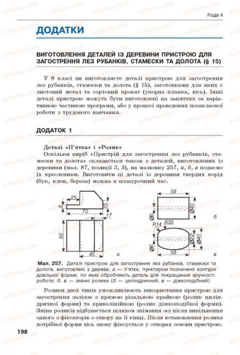 Страница 198 | Підручник Трудове навчання 8 клас Д.В. Лебедєв, А.М. Гедзик, В.В. Юрженко 2016 Технічні види праці