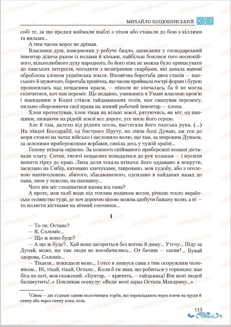 Страница 113 | Підручник Українська література 8 клас О.М. Авраменко 2016