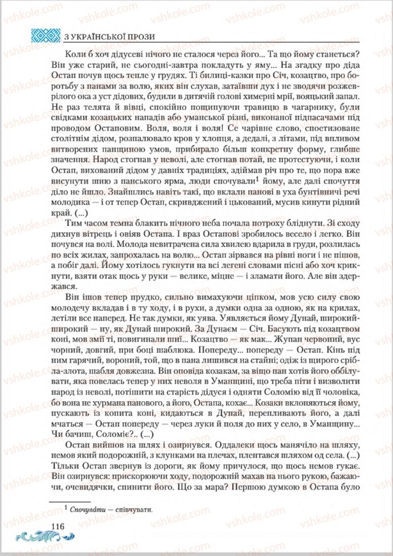 Страница 116 | Підручник Українська література 8 клас О.М. Авраменко 2016