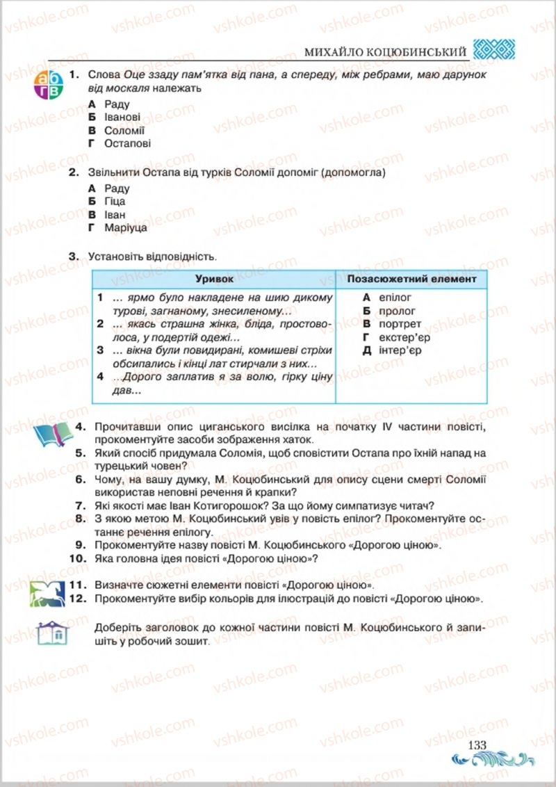 Страница 133 | Підручник Українська література 8 клас О.М. Авраменко 2016
