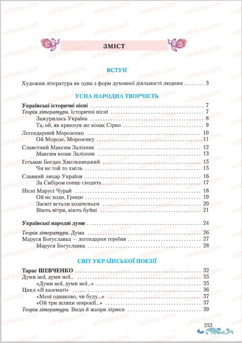 Страница 253 | Підручник Українська література 8 клас О.М. Авраменко 2016