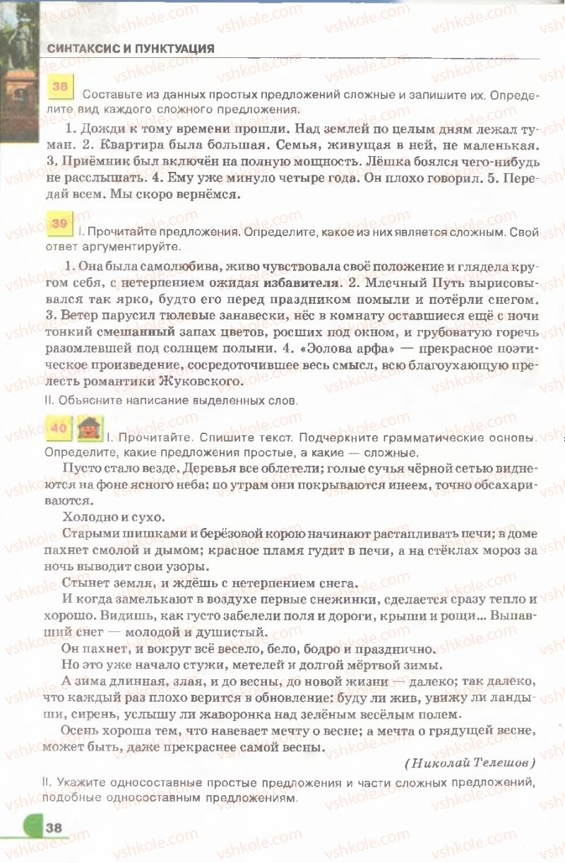 Страница 38 | Підручник Русский язык 9 клас Е.И. Быкова, Л.В. Давидюк, В.И. Стативка 2009