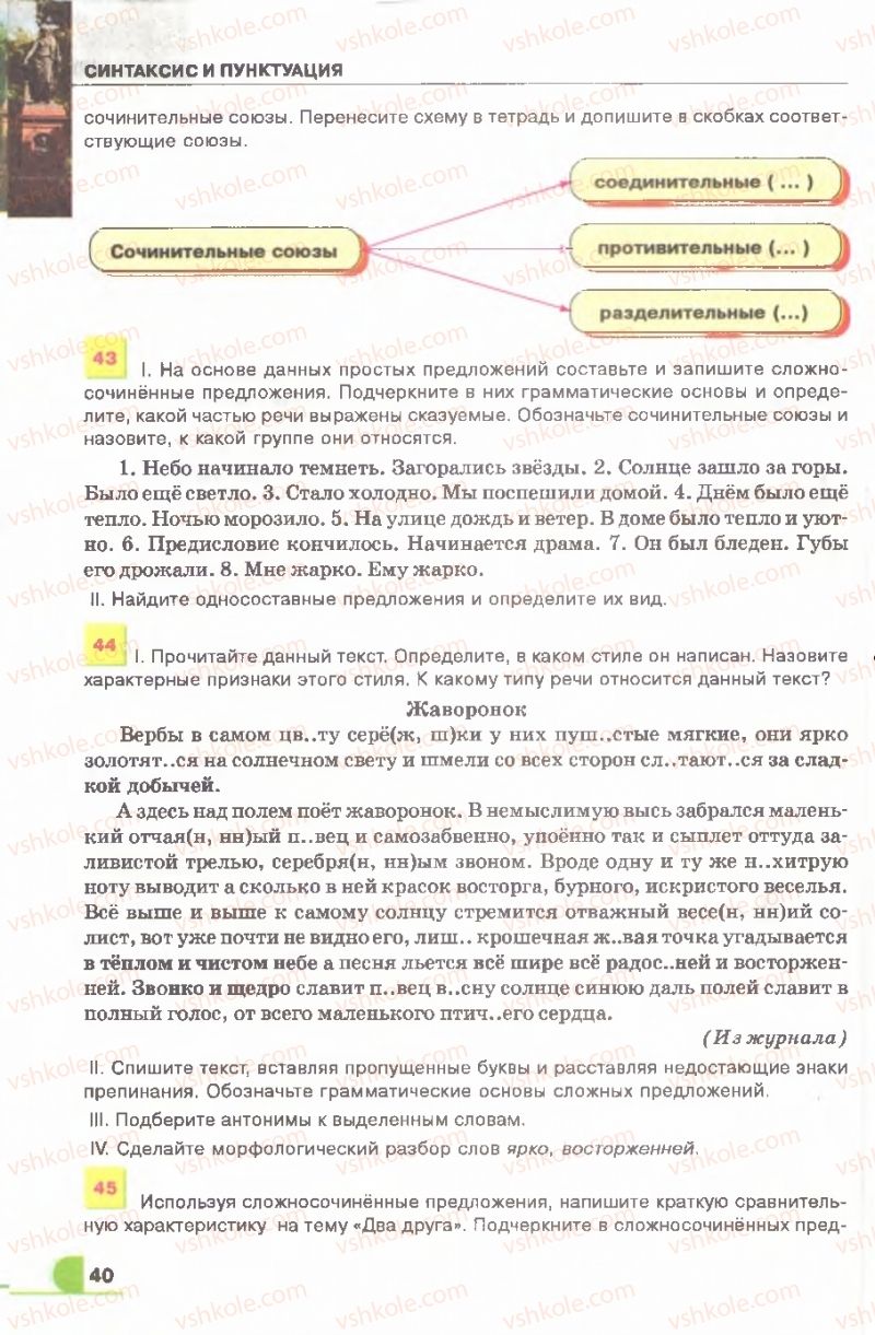 Страница 40 | Підручник Русский язык 9 клас Е.И. Быкова, Л.В. Давидюк, В.И. Стативка 2009