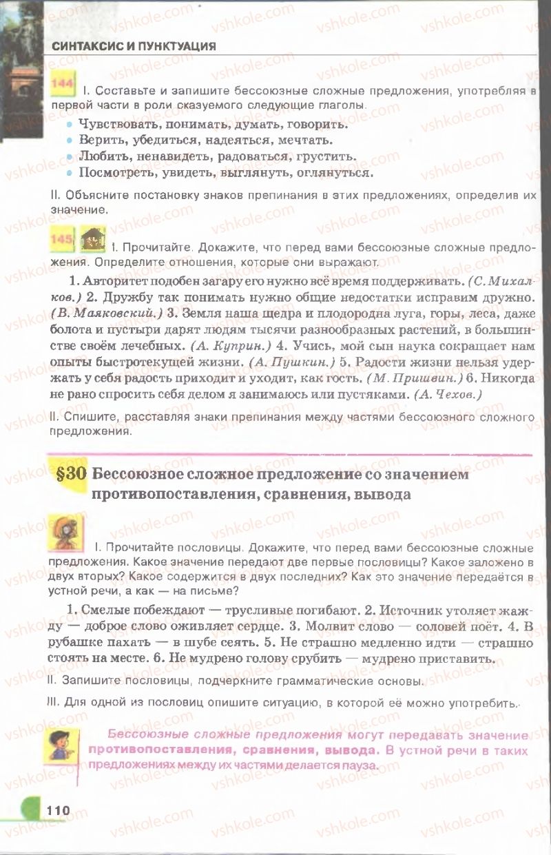 Страница 110 | Підручник Русский язык 9 клас Е.И. Быкова, Л.В. Давидюк, В.И. Стативка 2009