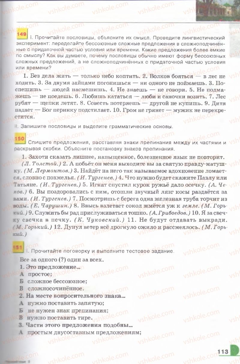 Страница 113 | Підручник Русский язык 9 клас Е.И. Быкова, Л.В. Давидюк, В.И. Стативка 2009