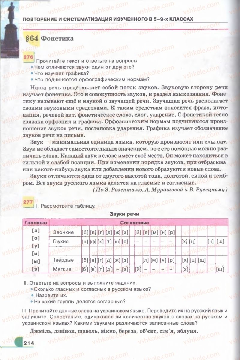 Страница 214 | Підручник Русский язык 9 клас Е.И. Быкова, Л.В. Давидюк, В.И. Стативка 2009