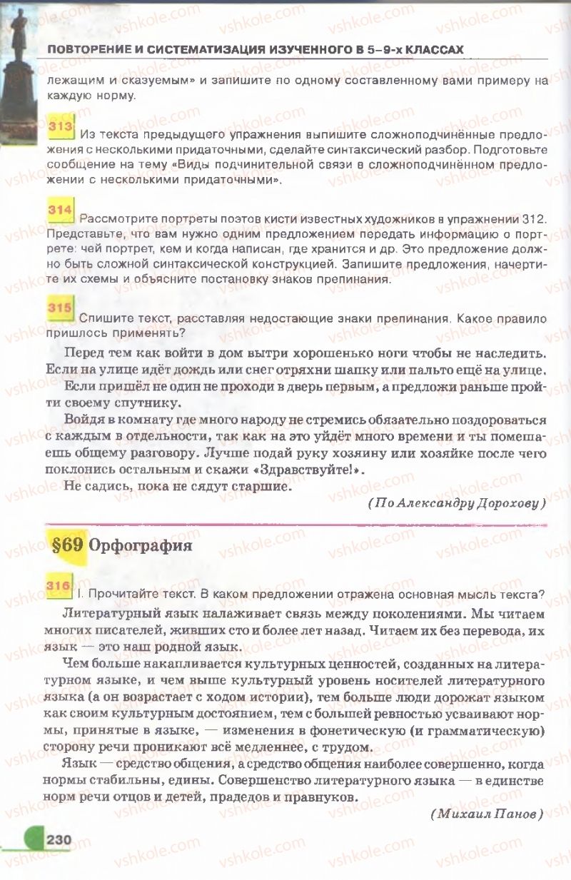 Страница 230 | Підручник Русский язык 9 клас Е.И. Быкова, Л.В. Давидюк, В.И. Стативка 2009